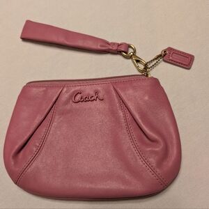 Authentic Coach Ashley Mauve- Pink-Purple Leather Zippered Wristlet